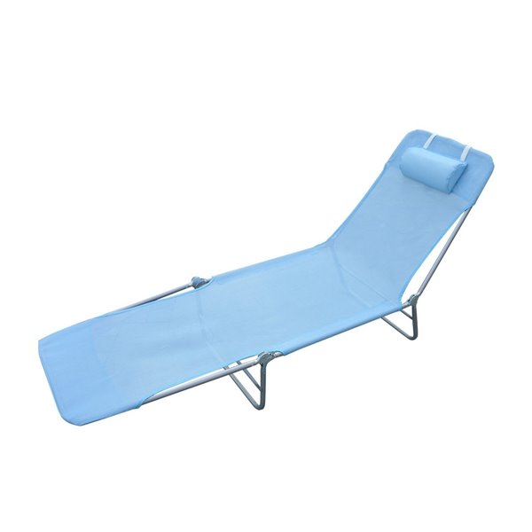 Image of Outsunny | Deck Chair Silver Metal Stationary Chaise Lounge Chair Blue Seat | Rona