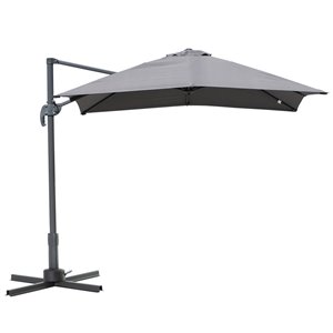 OutSunny Roman Umbrella 8.04-ft Grey Garden Patio Umbrella Push-button Base Included
