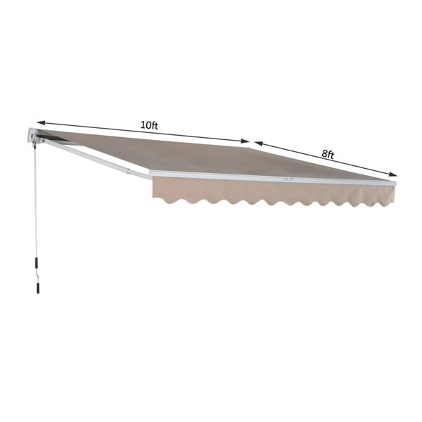 Outsunny 120-in W x 120-in Projection Brown/tan Solid Slope Low Eave Window/door Manual Retraction Awning