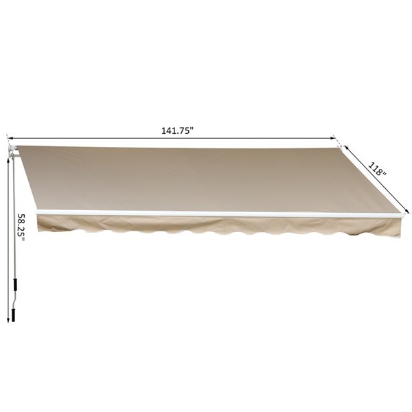 Outsunny 144-in W x 144-in Projection White Solid Slope Low Eave Window/door Manual Retraction Awning