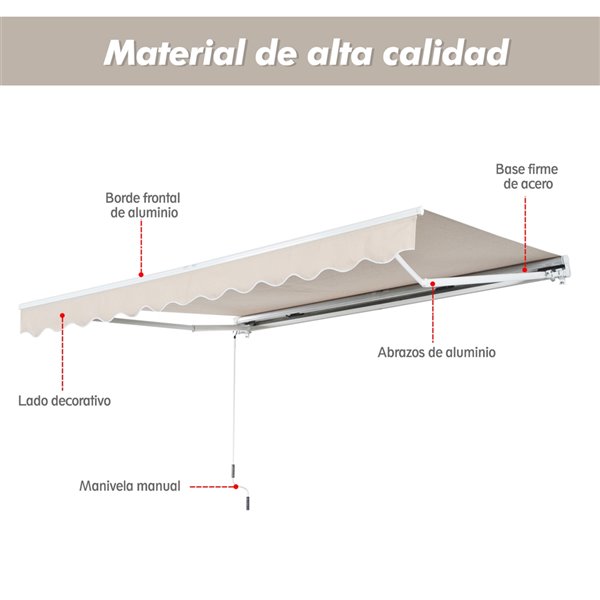 Outsunny 144-in W x 144-in Projection White Solid Slope Low Eave Window/door Manual Retraction Awning
