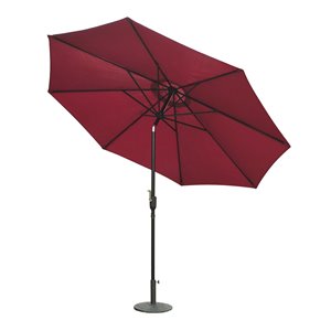 Parasol inclinable 10 x 8 pi Outsunny acier noir et polyester rouge vin avec poignée à manivelle