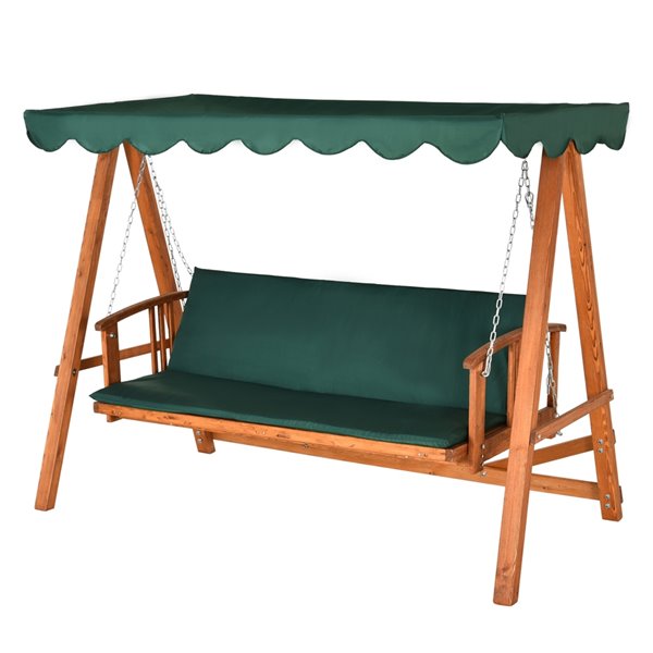Outsunny Swing Chair 3 Person Wood, Wooden Outdoor Swing Bench