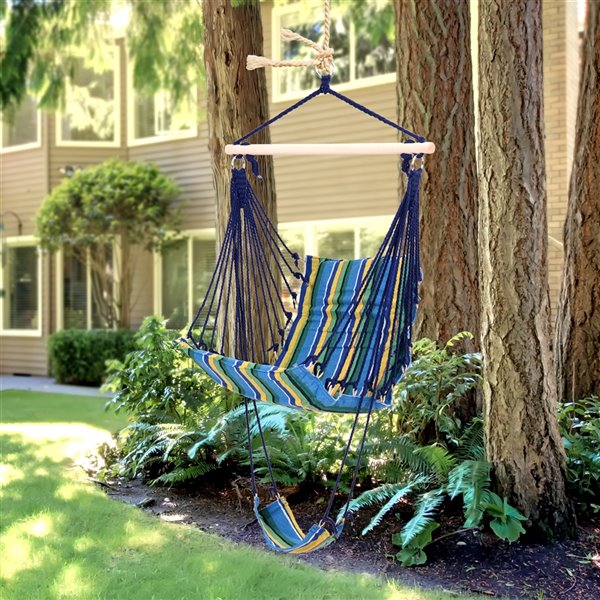 Outsunny Blue Fabric Hanging Hammock Chair 84A-108YL