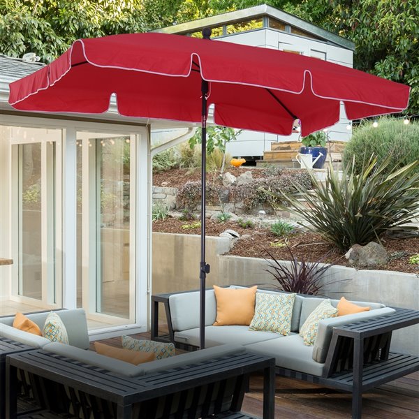 OutSunny The Sun Umbrella 4.27ft Red Garden Patio Umbrella Notilt 84D