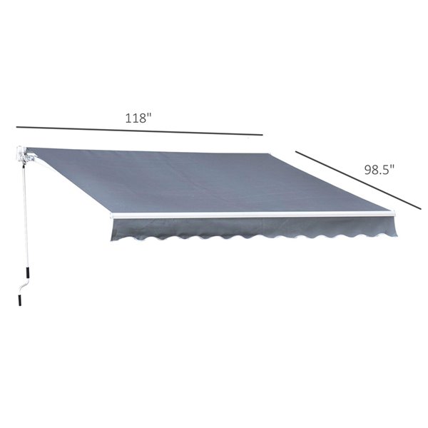 Outsunny 120-in W x 120-in Projection Gray Solid Slope Low Eave Window/door Manual Retraction Awning