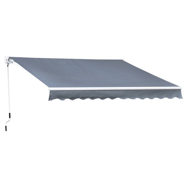 Outsunny 120-in W x 120-in Projection Gray Solid Slope Low Eave Window/door Manual Retraction Awning