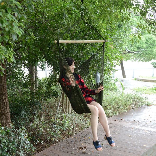 Outsunny Black Fabric Hanging Hammock Chair