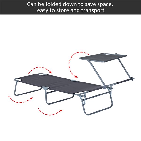 Outsunny 4-Position Silver Stackable Metal Stationary Outdoor Lounge Chair - Solid Grey Seat