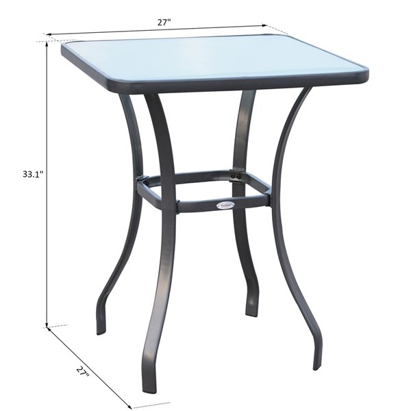 Outsunny Silver Square Outdoor Bistro Table 27in W X 27in L 84B035
