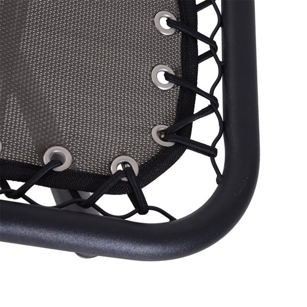 Outsunny Black Metal Stationary Reclining Lounge Chairs and Side Table Set with Grey Solid Polyester Seat