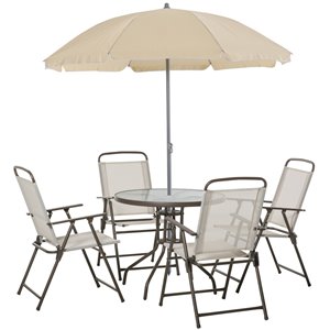 Outsunny Furniture Sets 5-piece Off-white Dining Patio Dining Set With Cream-white Dining