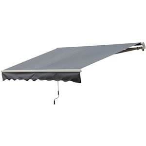 OutSunny 144-in W x 144-in Projection Gray Solid Slope Low Eave Window/door Manual Retraction Awning