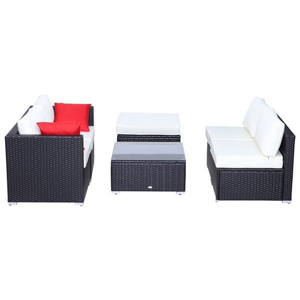 Outsunny 6 Piece Outdoor Patio Pe, Black Wicker Outdoor Furniture Sets