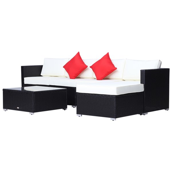 Outsunny 6 Piece Outdoor Patio Pe Rattan Wicker Furniture Set Black 841 096v01bk Rona - Patio Rattan Furniture Set
