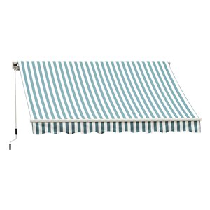 Outsunny 120-in W x 120-in Projection Green Stripe Vertical Low Eave Window/door Manual Retraction Awning