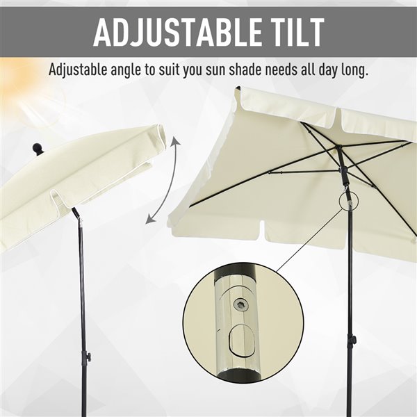 Outsunny The Sun Umbrella 4.27-ft Beige Garden Patio Umbrella No-tilt ...