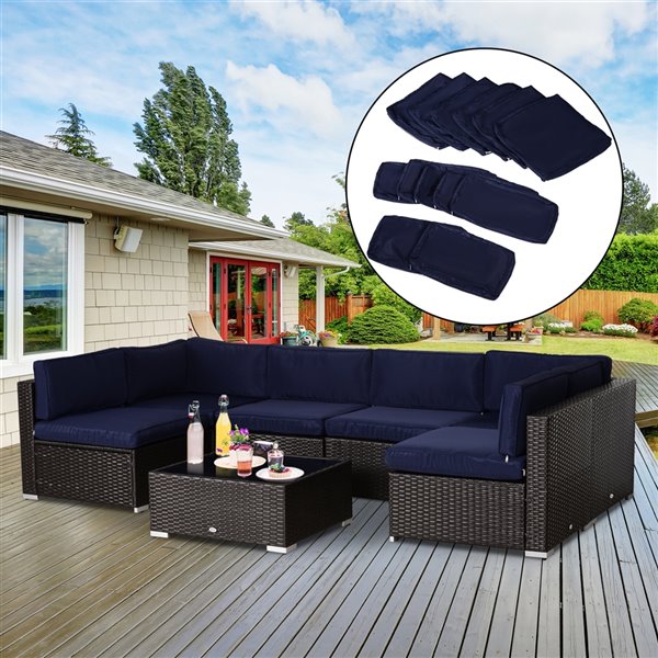 Outsunny The Cushion Cover Blue, Outdoor Patio Furniture Cushion Covers