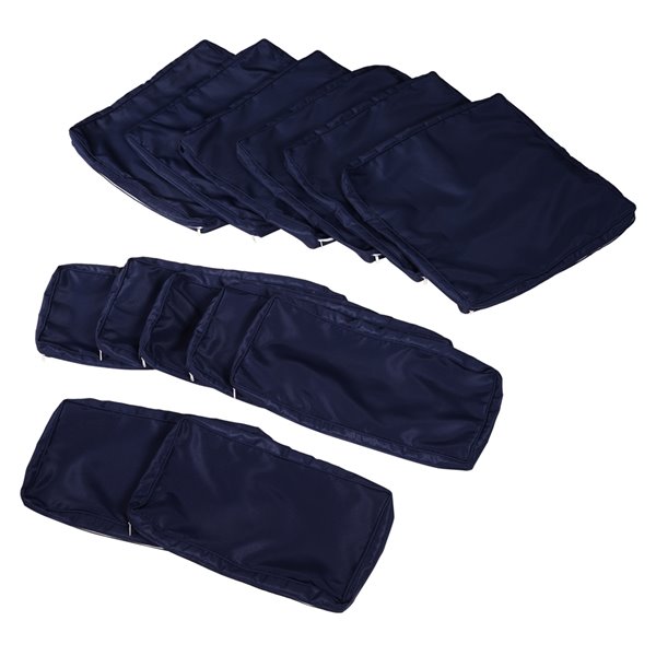 Outsunny 14-Piece Patio Polyester Cushion Cover Replacement Set, Blue