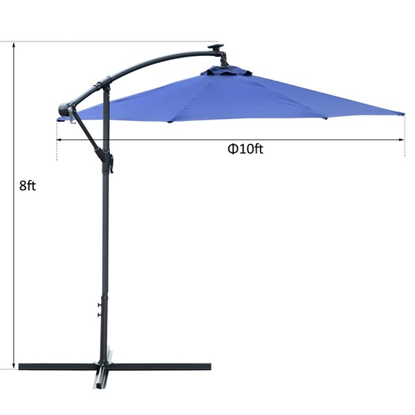 Outsunny Banana Umbrella 9.68-ft Blue Garden Patio Umbrella Push-button