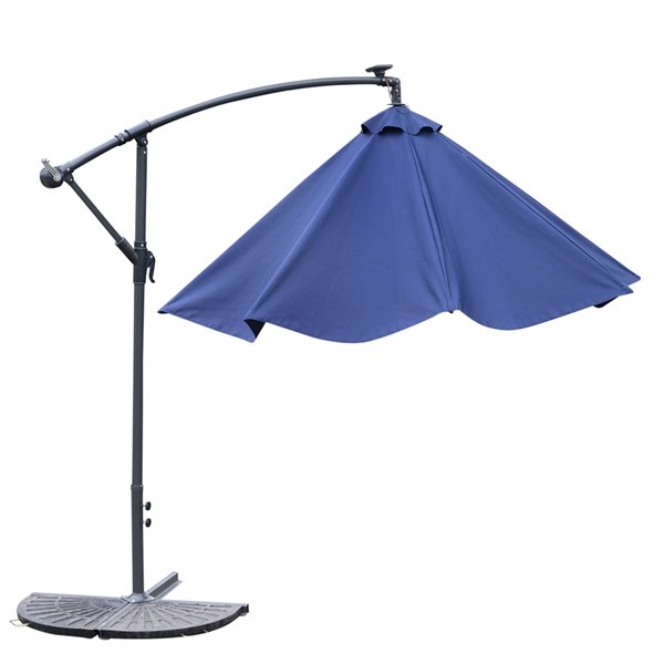 Outsunny Banana Umbrella 9.68-ft Blue Garden Patio Umbrella Push-button