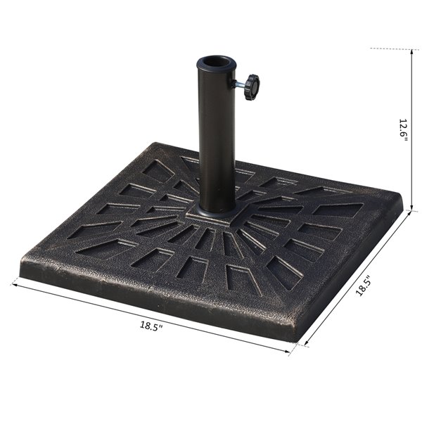 Outsunny 20-in Square Resin Patio Umbrella Base, Bronze