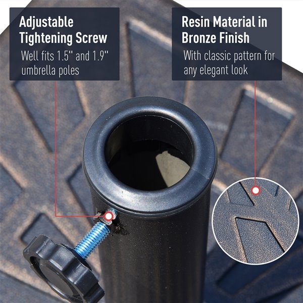 Outsunny 20-in Square Resin Patio Umbrella Base, Bronze