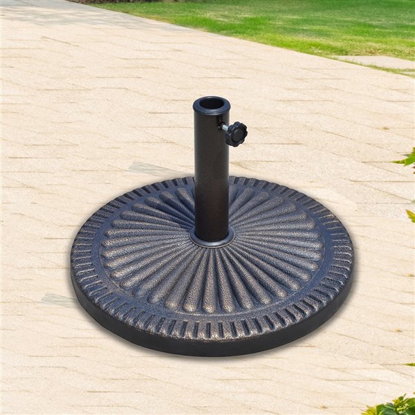 Outsunny 19.3-in Round Resin Patio Umbrella Base, Bronze