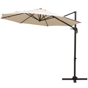 Parasol de jardin Outsunny blanc cassé de 9,68 pi pour terrasse avec bouton-poussoir