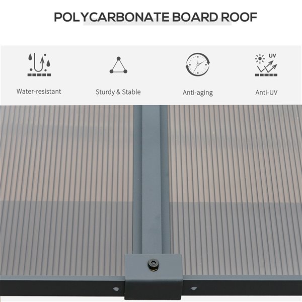 Outsunny 10 W x 13-in L Grey Metal and Hardtop PC Roof Wall Mount Gazebo - Curtains Included