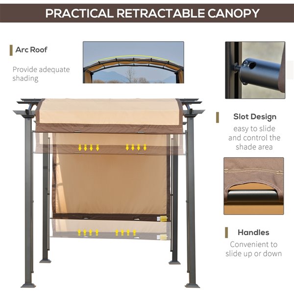 Outsunny The Arbor 50-in W x 9.7-in L x 8.2-in Beige Metal Freestanding Pergola Canopy Included