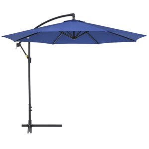 Outsunny 10-ft Blue Polyester/Metal Offset Patio Umbrella with Cross Base Included