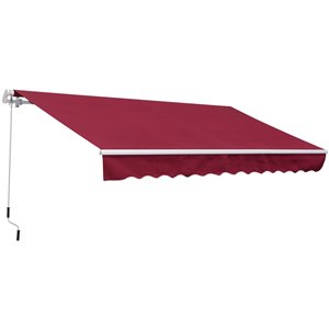 Outsunny 141.6-in W x 141.6-in Projection Red Solid Slope Window/door Manual Retraction Awning