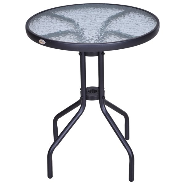 Outsunny Black Round Outdoor Coffee, Small Black Round Outdoor Side Table