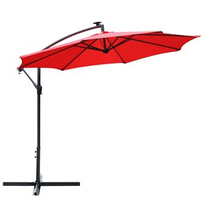 Outsunny Banana Umbrella 9.68-ft Red Garden Patio Umbrella Push-button