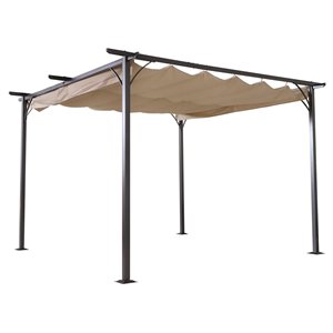 Outsunny 11.5 x 11.5-in Beige Retractable Canvas and Dark Brown Metal Freestanding Garden Sun Shelter