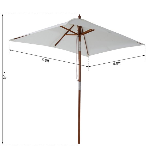 Outsunny 7.5-ft Cream White Polyester and Wooden Patio Umbrella with Tilt Mechanism