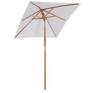 Outsunny 7.5-ft Cream White Polyester and Wooden Patio Umbrella with Tilt Mechanism