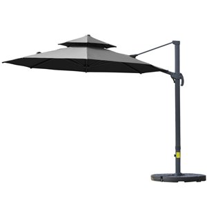 Outsunny Roman Umbrella 11-ft Grey Garden Patio Umbrella