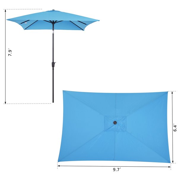 Outsunny 9.68-ft Blue Tilting Patio Garden Umbrella