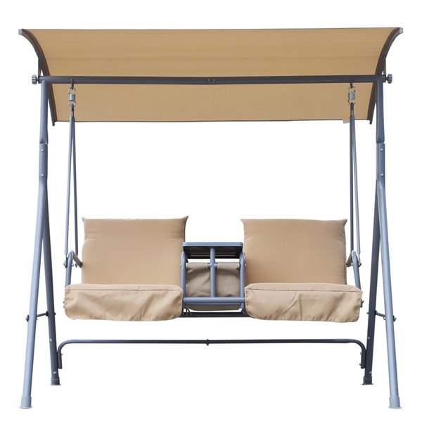 Beige Steel Outdoor Swing 84a 057, Outdoor Porch Swings With Cushions And Chairs In Germany