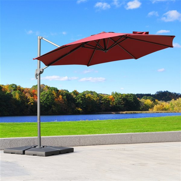 Outsunny Roman Umbrella 9.65ft Red Garden Patio Umbrella Pushbutton