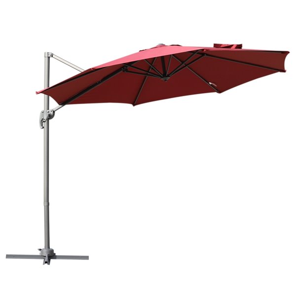 Outsunny Roman Umbrella 9.65-ft Red Garden Patio Umbrella Push-button Base Included