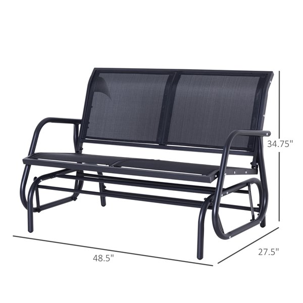 Outsunny Black Steel Rocking Chair 2-person Outdoor Glider