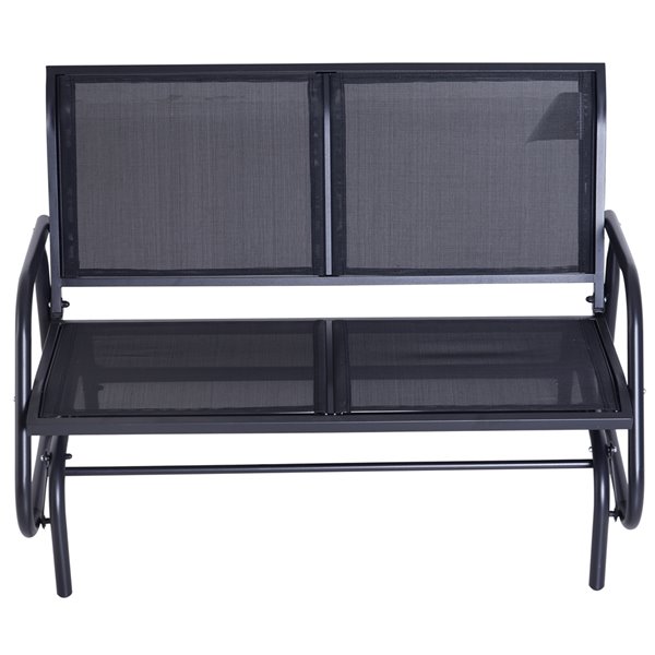 Outsunny Black Steel Rocking Chair 2-person Outdoor Glider