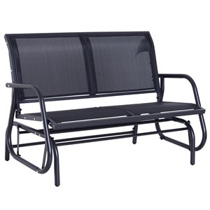 Fauteuil à bascule Outsunny en acier noir pour 2 personnes