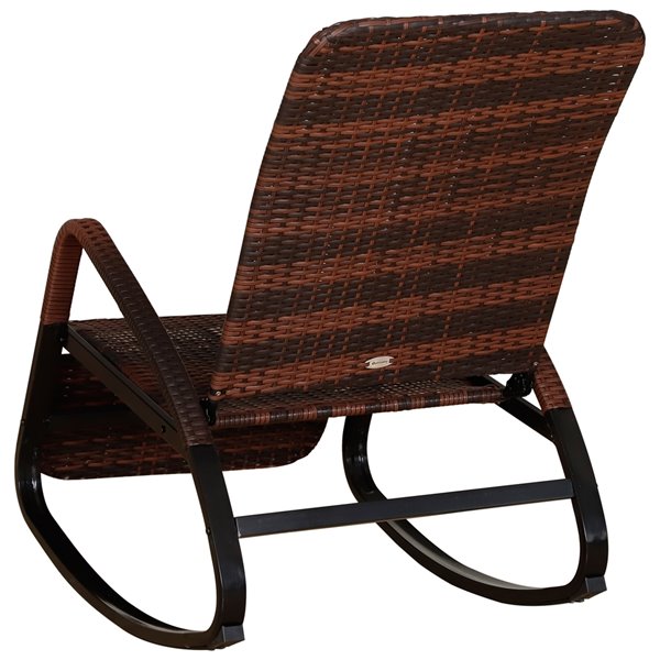 OutSunny Rocking Chair Black Rattan Wood Rocker Balcony Chair with