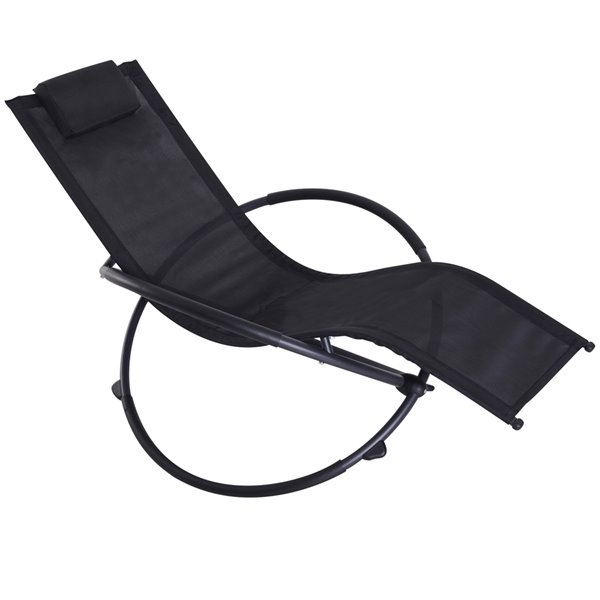 Outsunny Rocking Chair Black Metal Rocker Balcony Chair - Black Solid ...