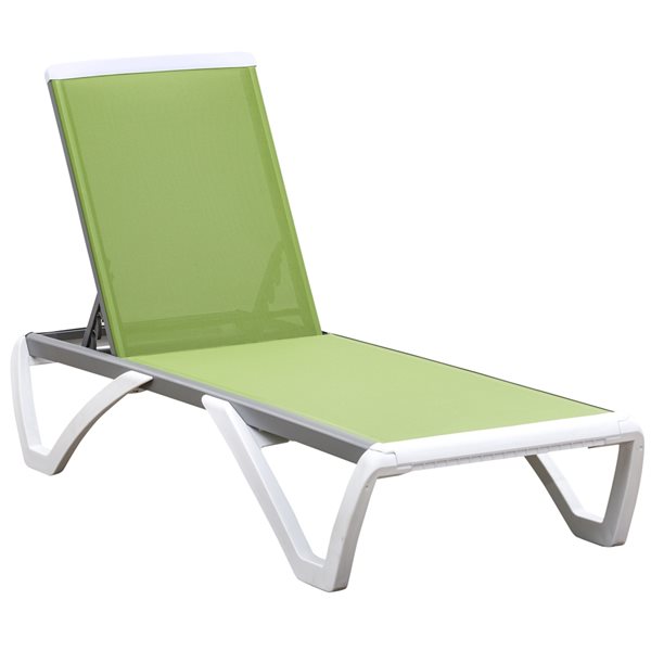 Image of Outsunny | Lounger Grey Metal Stationary Chaise Lounge Chair With Green Solid Seat | Rona