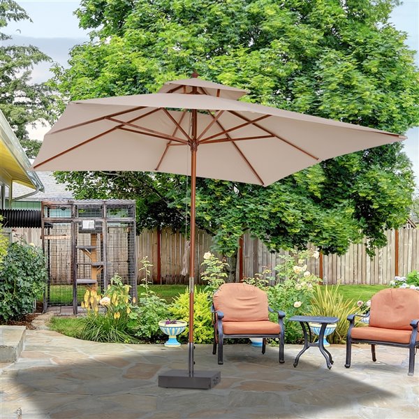 Outsunny The Sun Umbrella 9.84-ft Khaki Garden Patio Umbrella No-tilt